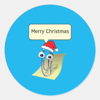 Clippy wünscht Ihnen frohe Weihnachten Runder Aufkleber