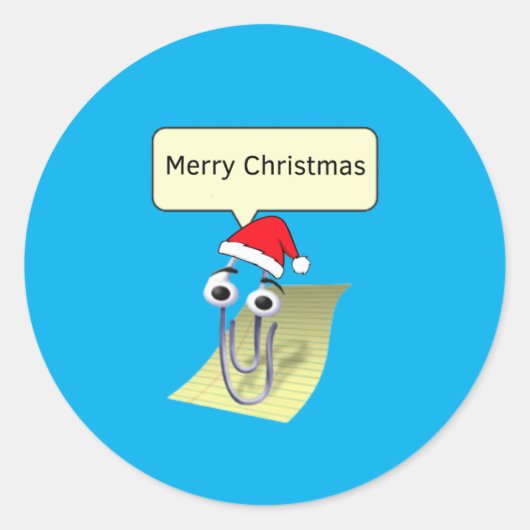 Clippy wünscht Ihnen frohe Weihnachten Runder Aufkleber (Vorderseite)