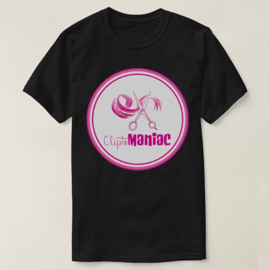 CliptoMANIAC Rosa auf Weiß T-Shirt (Design vorne)