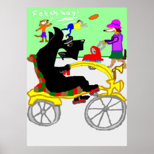 Clive Scottie auf einem Fahrrad Poster