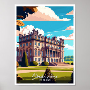 Cliveden House England Travel Vintag Illustration Poster