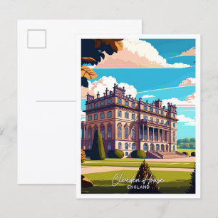 Cliveden House England Travel Vintag Illustration Postkarte