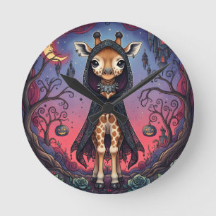 Cloaked Giraffe Runde Wanduhr