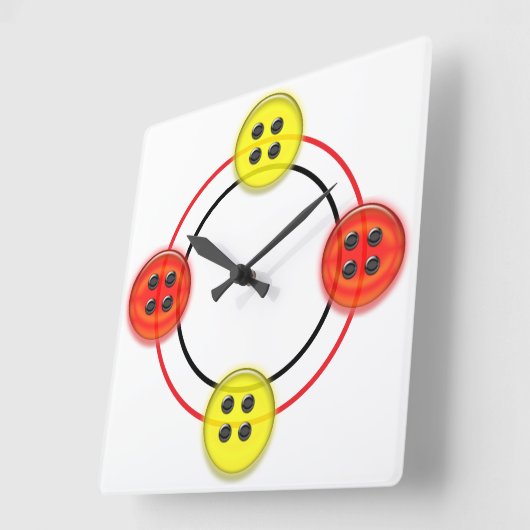 Clock - 3D Buttons Quadratische Wanduhr (Winkel)
