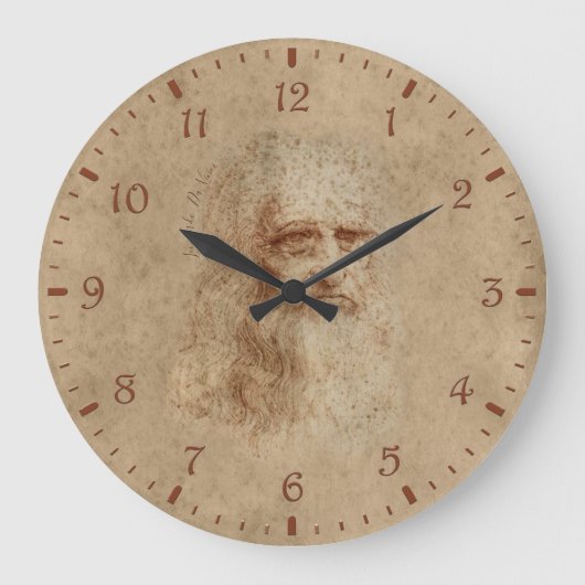 CLOCK - ART, LEONARDO DA VINCI SELF PROTRAIT GROßE WANDUHR (Vorderseite)