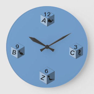 Clock - Baby Blocks - 3 sides Große Wanduhr
