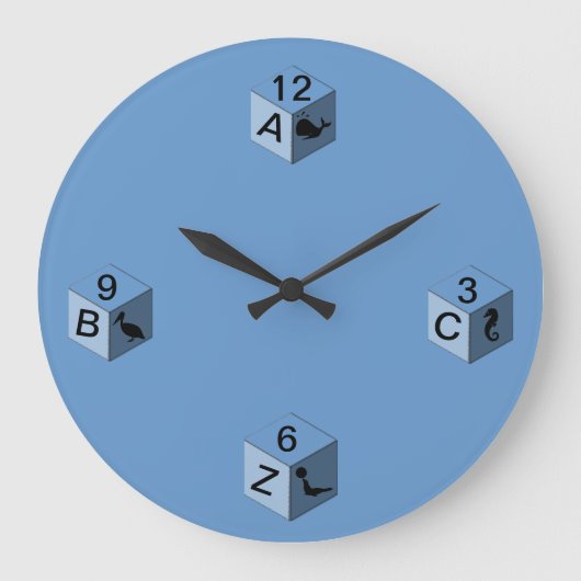 Clock - Baby Blocks - 3 sides Große Wanduhr (Vorderseite)