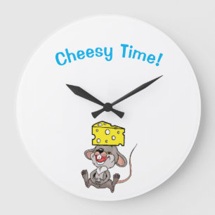 Clock Cheesy Time Cheese Große Wanduhr