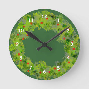 Clock - Christmas Wreath Runde Wanduhr