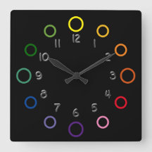 Clock - Colored Rings on Black