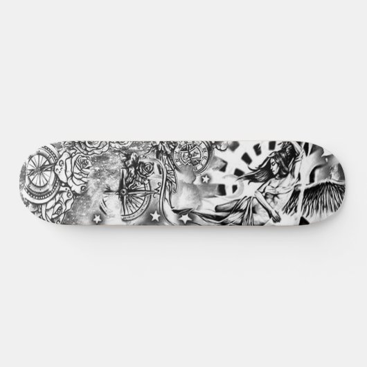 Clock Compass Engel Flag Rose Decke Skateboard (Horizontal)