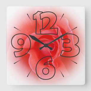 Clock dial 15 - numbers and dashes quadratische wanduhr