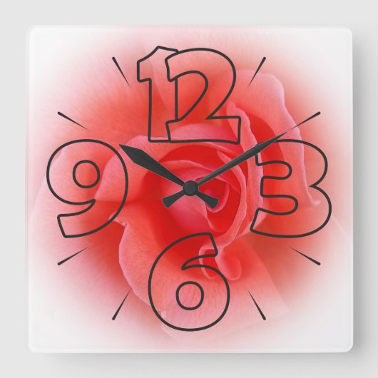 Clock dial 15 - numbers and dashes quadratische wanduhr (Vorderseite)