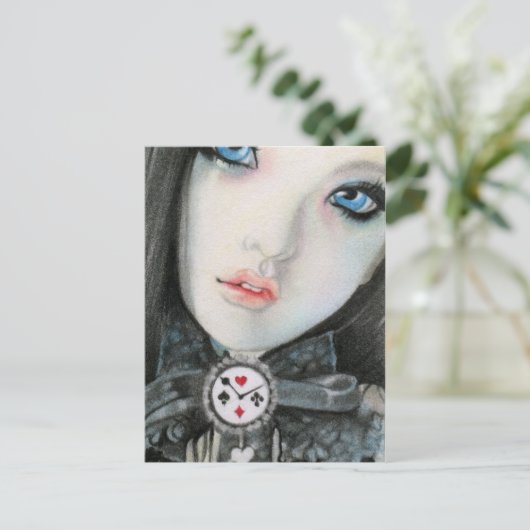 Clock Doll face fantasyPostcard Postkarte (Stehend Vorderseite)