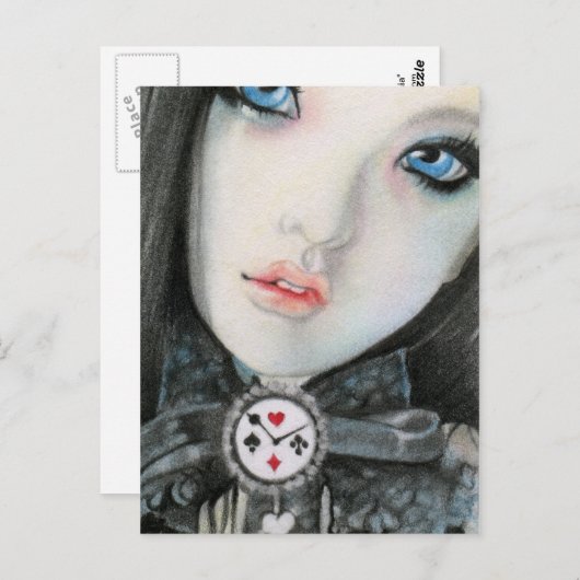 Clock Doll face fantasyPostcard Postkarte (Vorne/Hinten)