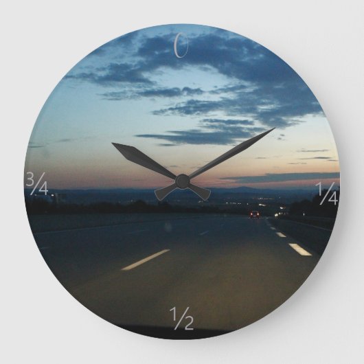 Clock Drive Sunset Große Wanduhr (Vorderseite)