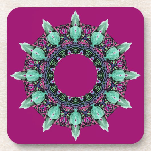 Clock face Kaleidoskop Fraktal ART I Untersetzer (Vorderseite)