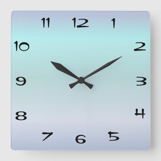 Clock Face Template Tannarin Font Square Blue Quadratische Wanduhr (Vorderseite)