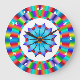 Clock- Festive, Colorful Circular Geometric Design Große Wanduhr