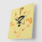 Clock - Frage Marks in Orange und Brown Quadratische Wanduhr (Winkel)