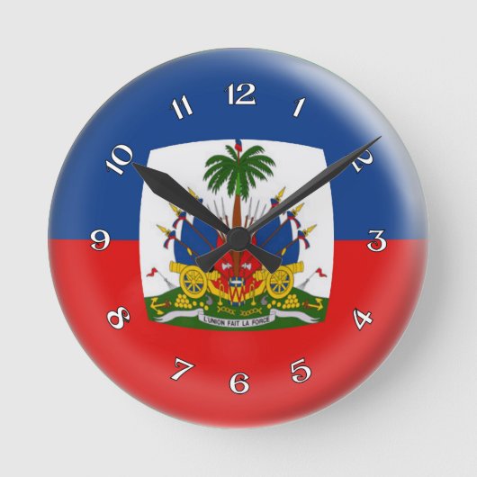Clock Haiti Haitian flag Bubble Design Runde Wanduhr (Vorderseite)