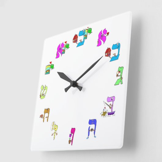 Clock-Hebrew Quadratische Wanduhr (Winkel)
