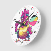 Clock in. Cluck out. Game on Pickleball  Runde Wanduhr (Winkel)