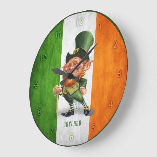 CLOCK - IRISH FLAG LEPRECHAUN GROßE WANDUHR (Winkel)