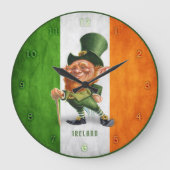 CLOCK - IRISH FLAG LEPRECHAUN GROßE WANDUHR (Vorderseite)