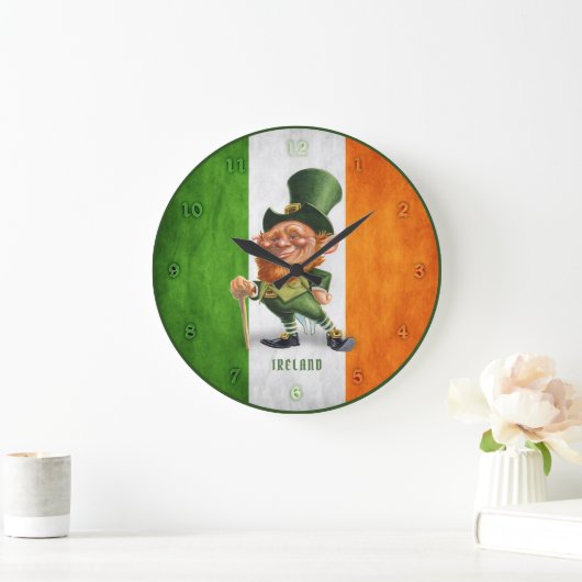 CLOCK - IRISH FLAG LEPRECHAUN GROßE WANDUHR (Zuhause)