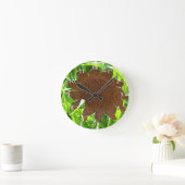 Clock - Iron Sunflower in Grass Runde Wanduhr (Zuhause)