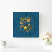 Clock - Koi Among Lily Pads Quadratische Wanduhr (Zuhause)