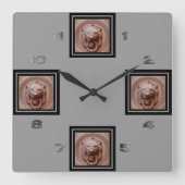 Clock - Lion Head Door Knocker Quadratische Wanduhr (Vorderseite)