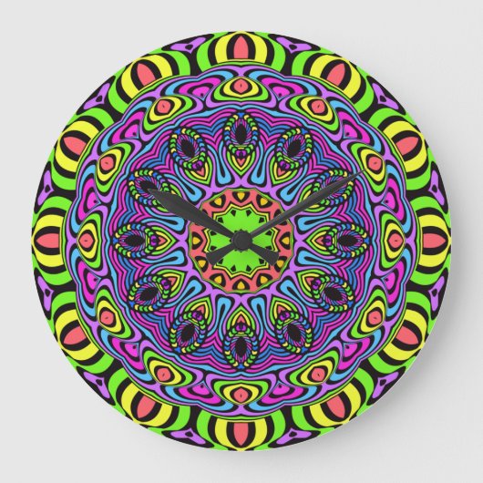 Clock Mandala - neon 1 Große Wanduhr (Vorderseite)