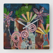 Clock mit Cut Blume Art Quadratische Wanduhr (Vorderseite)