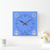 Clock - Nautical Theme Quadratische Wanduhr (Zuhause)