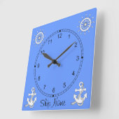 Clock - Nautical Theme Quadratische Wanduhr (Winkel)