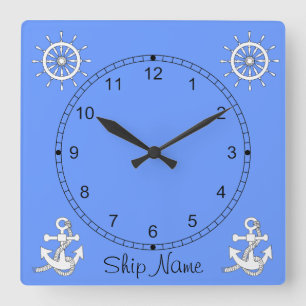 Clock - Nautical Theme Quadratische Wanduhr