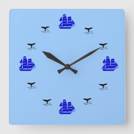 Clock - Nautical Time Quadratische Wanduhr