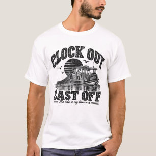 Clock Out Cast Off Schwarze Tinte T-Shirt