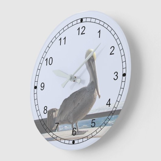Clock - Pelican on Watch Große Wanduhr (Winkel)