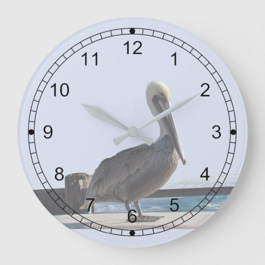 Clock - Pelican on Watch Große Wanduhr (Vorderseite)