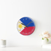 Clock Philippinen Philippino flag Bubble Design Runde Wanduhr (Zuhause)