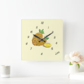 Clock : Pineapples Quadratische Wanduhr (Zuhause)