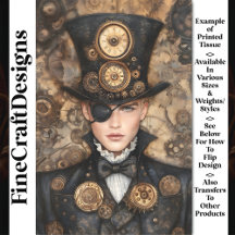 Clock Punk Steampunk Man in Tall Hat AD4 Decoupage