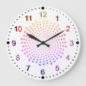 Clock - Rainbow Colored Stars Große Wanduhr (Vorderseite)