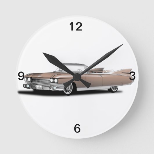 clock,retro car,cadillac runde wanduhr (Vorderseite)