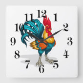 Clock-Rooster Quadratische Wanduhr (Vorderseite)