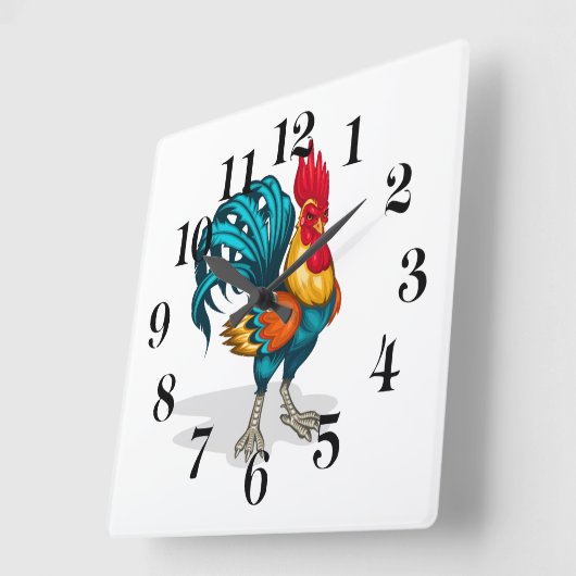 Clock-Rooster Quadratische Wanduhr (Winkel)