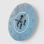 Clock - Seahorses, Water and White Rings Große Wanduhr (Winkel)